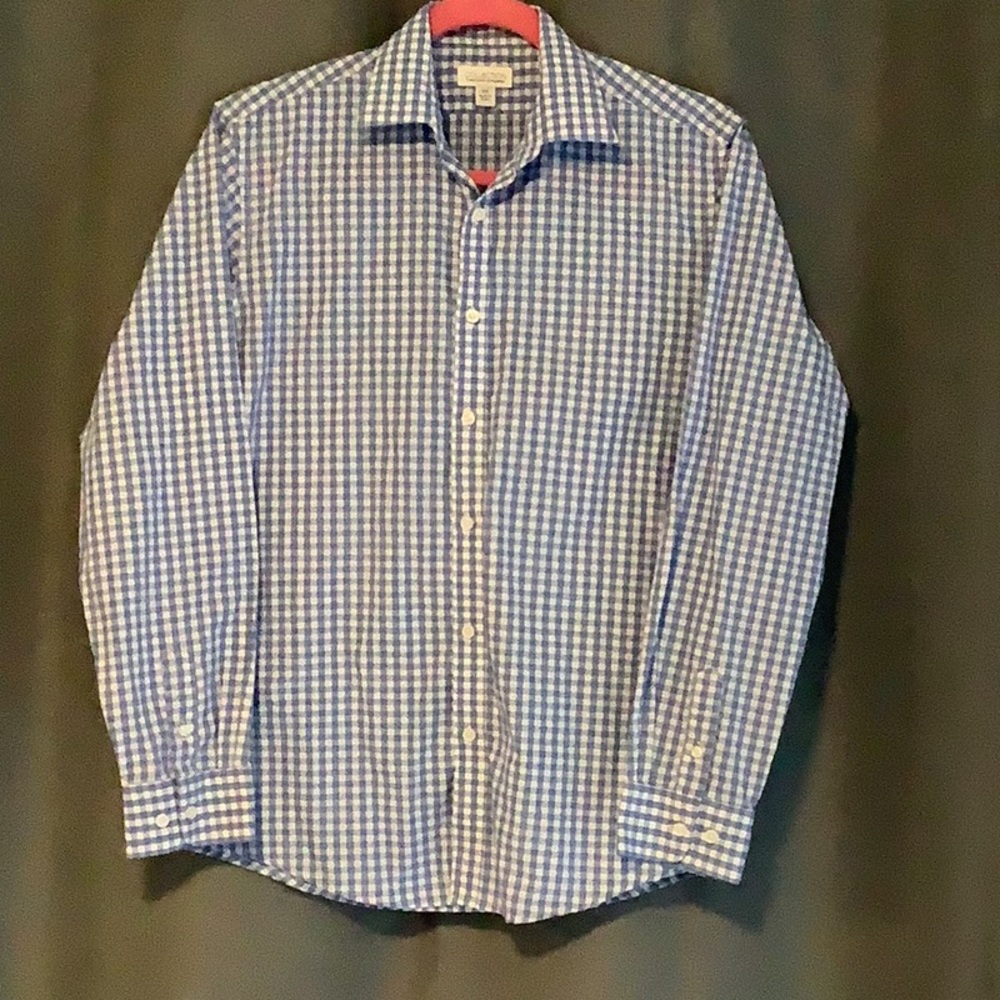 💥 Collection by Michael Strahan 18R blue check button up shirt